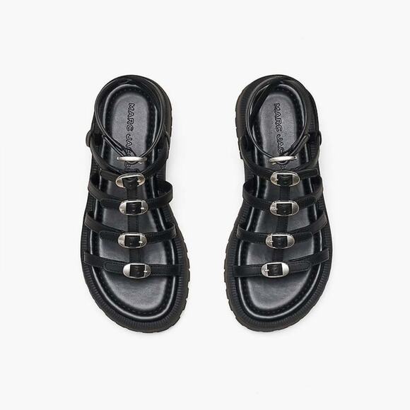 Marc Jacobs Black Strappy Buckle Sandals 37 - Picture 1 of 7